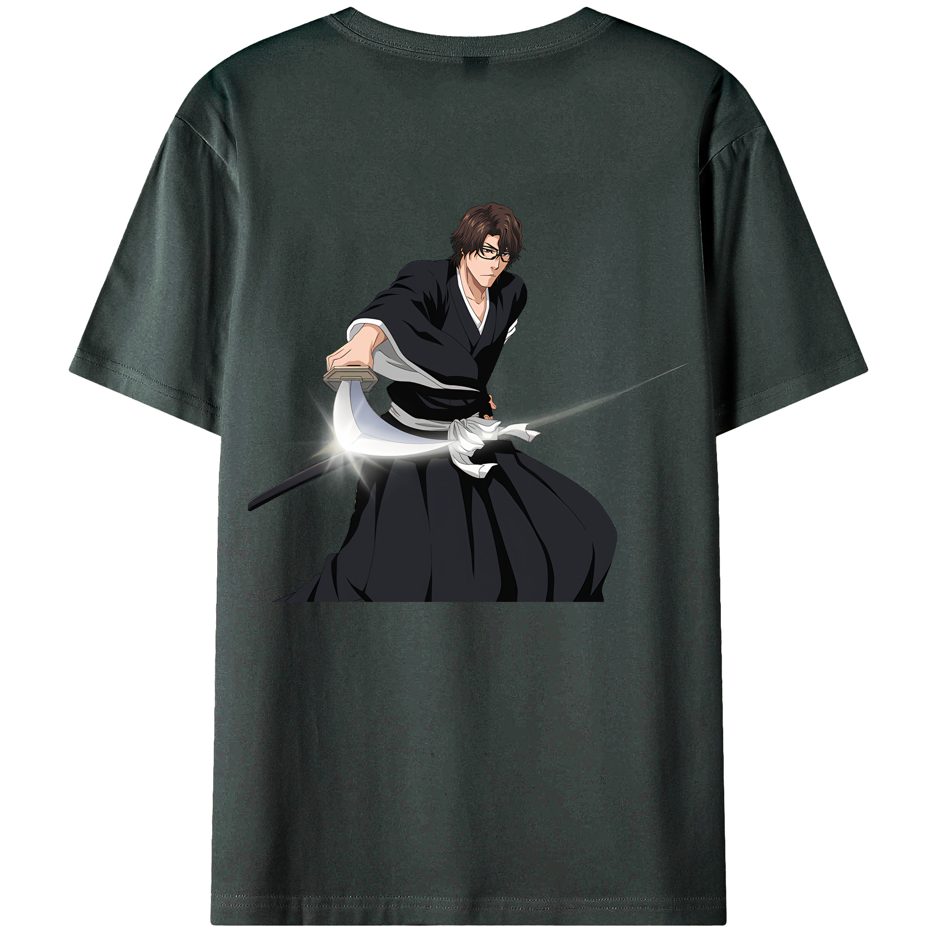 （画像用） ブリーチ 藍染 惣右介（あいぜん そうすけ） BLEACH Aizen Sousuke 綿100％ メンズ半袖Tシャツ（バックプリント） 通気性